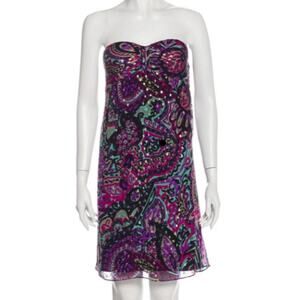 Tibi metallic paisley strapless dress